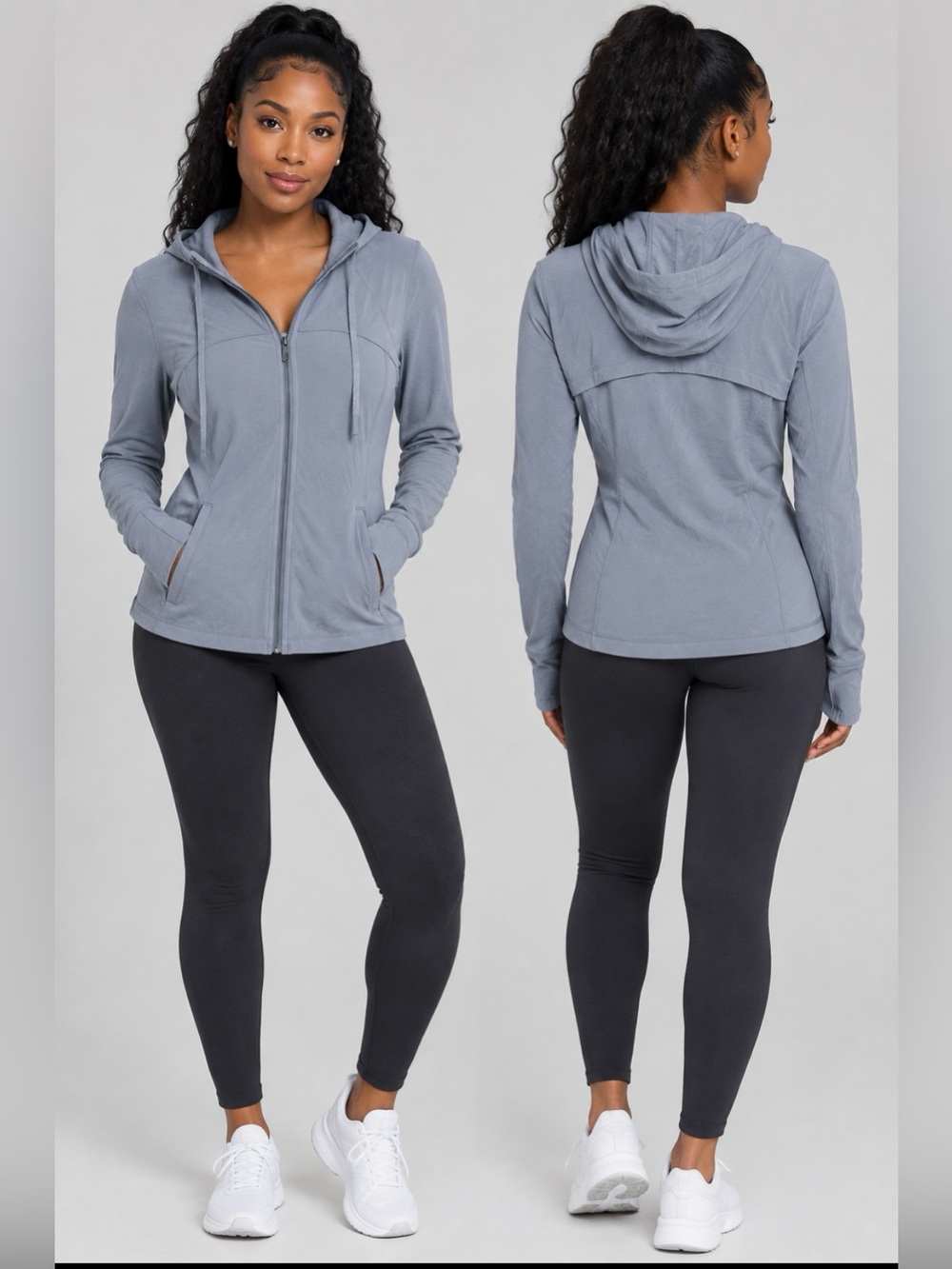 lululemon athletica Light Slate Gray Full-Zip Hooded Jacket